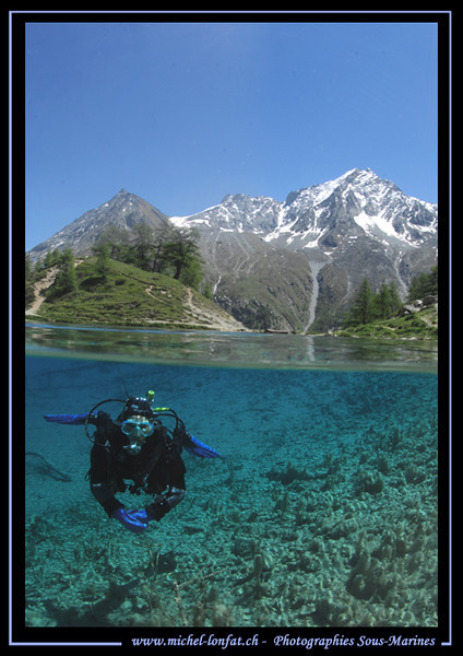 over-under underwater photo