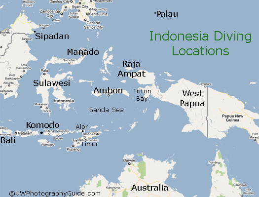 map of indonesia diving areas