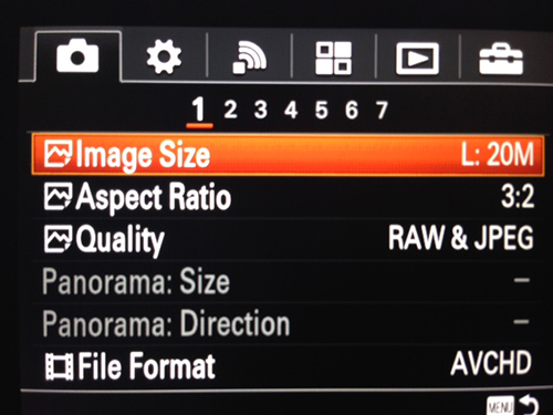 Sony RX-100 III Menu Settings