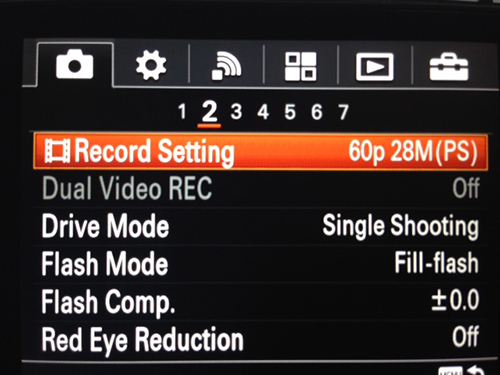 Sony RX-100 III Menu Settings