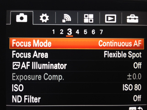 Sony RX-100 III Menu Settings